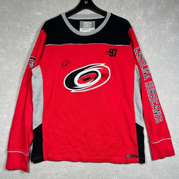 Old Time Hockey NHL Carolina Hurricanes Red Sweatshirt #53 Jeff Skinner SIGNED - Picture 1 of 11